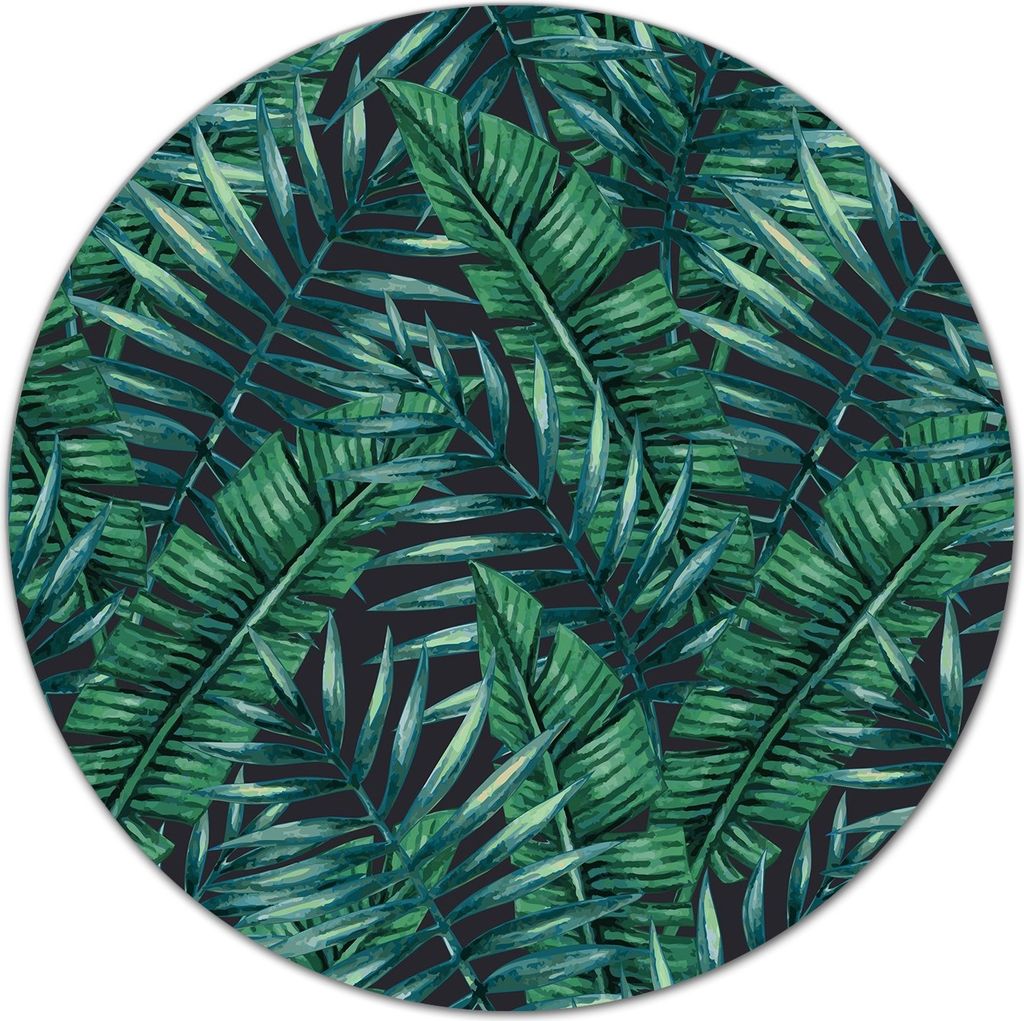 Glas Schneidebrett Herdabdeckplatten Schneideplatten Rund - 40 cm - Palmblätter grün