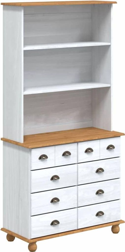 Hutch ASKIM Weiß 91 x 40 x 184 cm Massives Kiefernholz