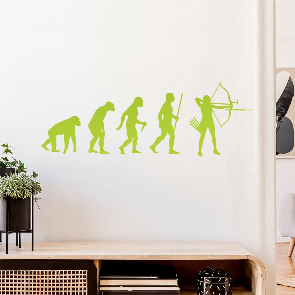 Bogenschießen Evolution Wandtattoo Wandaufkleber Wall Sticker - Dekoration, Küche, Wohnzimmer, Schlafzimmer, Badezimmer