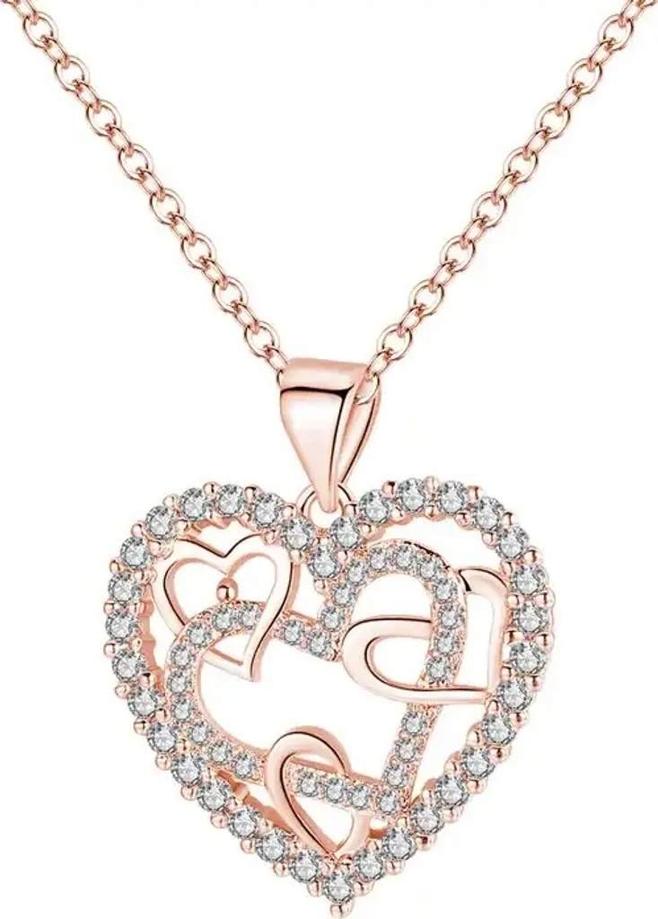 Collana Tangled Hearts Oro Rosa KP28874 - Regalo Romantico Elegante