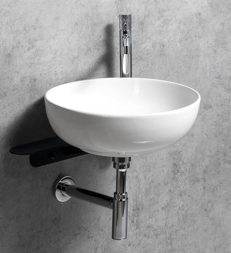 Sapho TETRIS Waschbecken mit Halterung für rechte Standarmatur, Schwarz matt