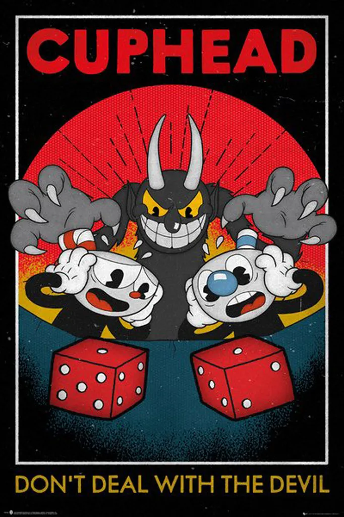 Poster Cuphead Craps - 61x91.5 cm con Listelli in Alluminio 63 cm