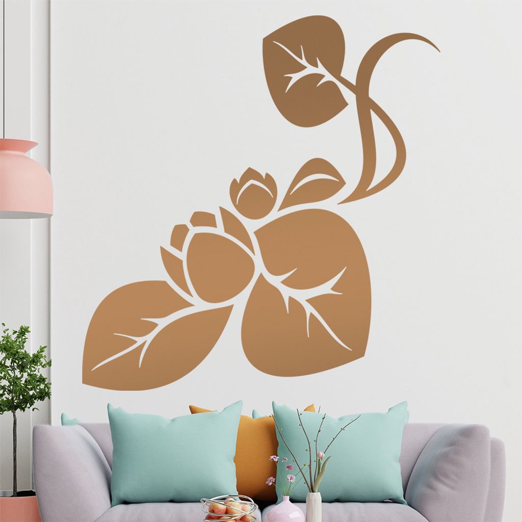 Blume - Linien Wandtattoo in 6 Größen - Wandaufkleber Wall Sticker - Dekoration, Küche, Wohnzimmer, Schlafzimmer, Badezimmer