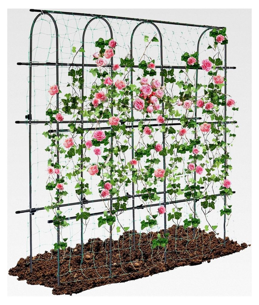 Rankgitter für Kletterpflanzen, 1,8 x 1,8 m, U-förmiges Garten-Rankgitter aus rostfreiem Metall für Gemüse, Bohnen und Obstanbau, Pflanzenklett...