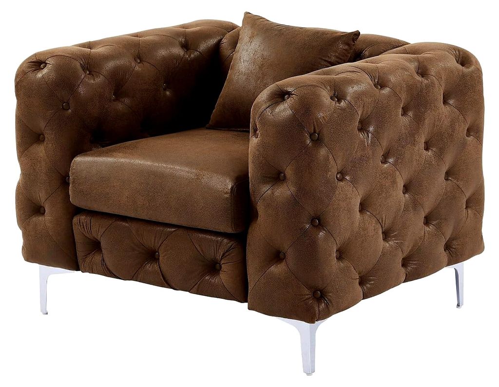 Chesterfield-Sessel - Mikrofaser - Vintage-Leder-Optik