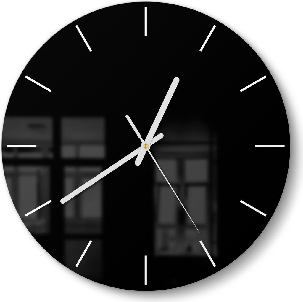 DEQORI Glasuhr Ø30 cm Modern 'Schwarz' Wanduhr Glas Uhr Produktbild 