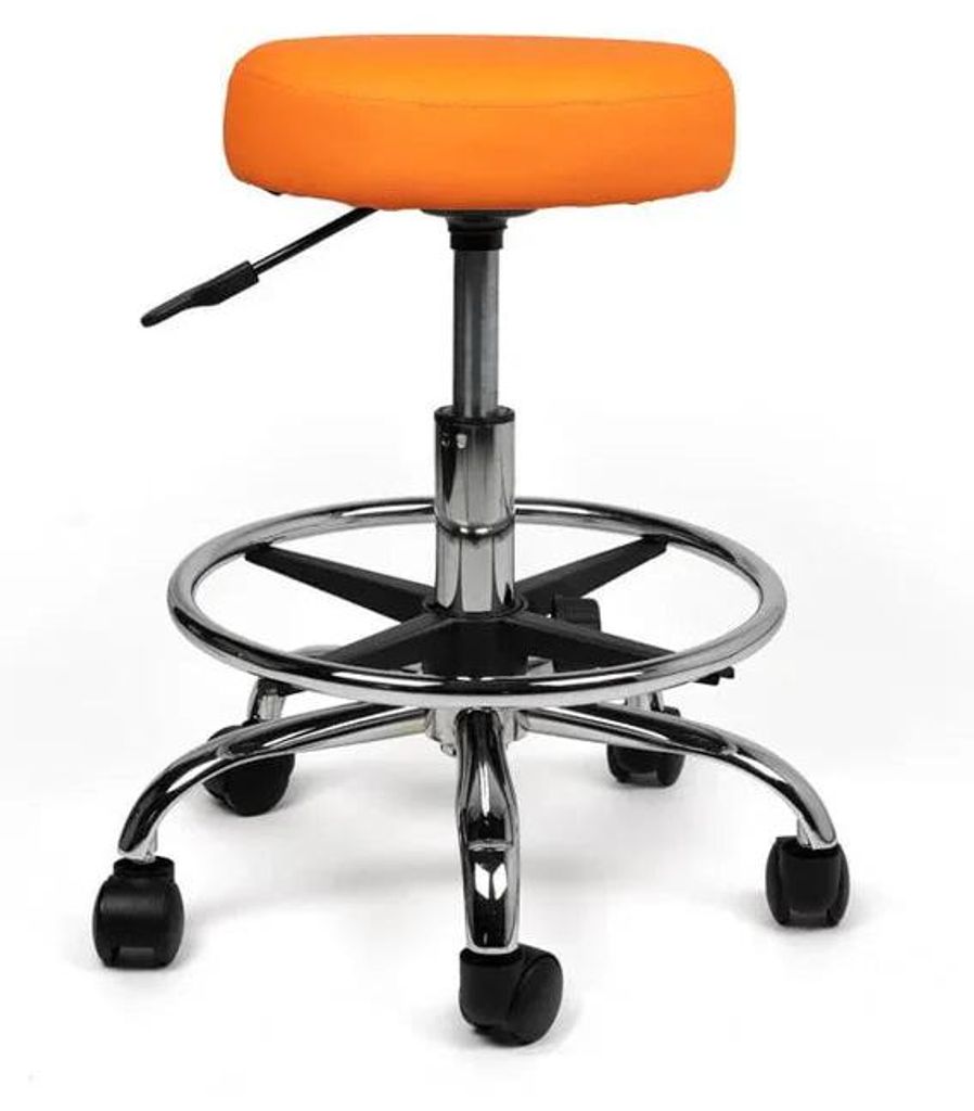 Ergonomisch Rollhocker Orange - Niedrig / mit Fußstütze / Softgel Leise Räder