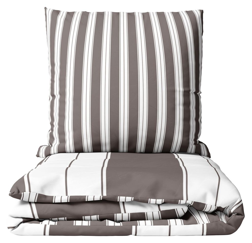 Bettwäsche Set 155x220 cm Braun Gestreift Baumwolle Produktbild 