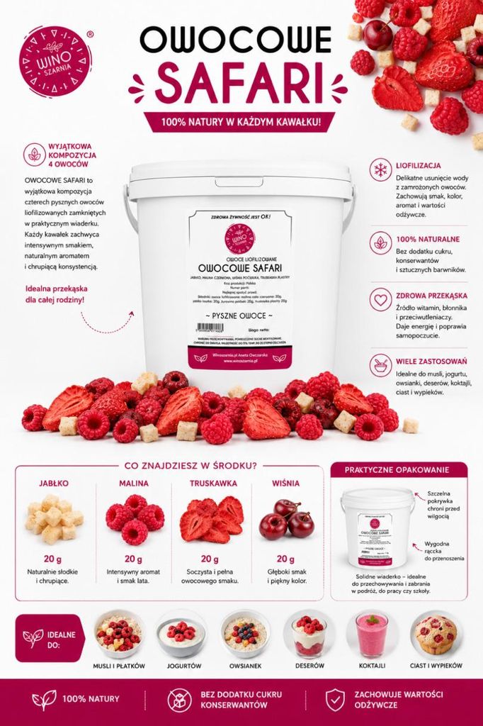 Miscela liofilizzata Fruit Safari mela lampone fragola Immagine del prodotto 