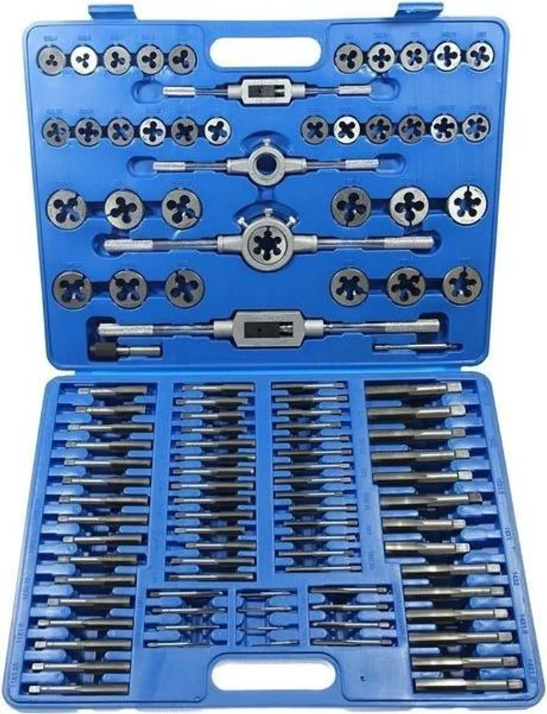 Jeu de tarauds et filières M2-M18 - Coffret 110 pièces acier tungstène