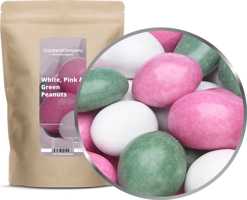 WHITE, PINK & GREEN PEANUTS ZIP Beutel 750g