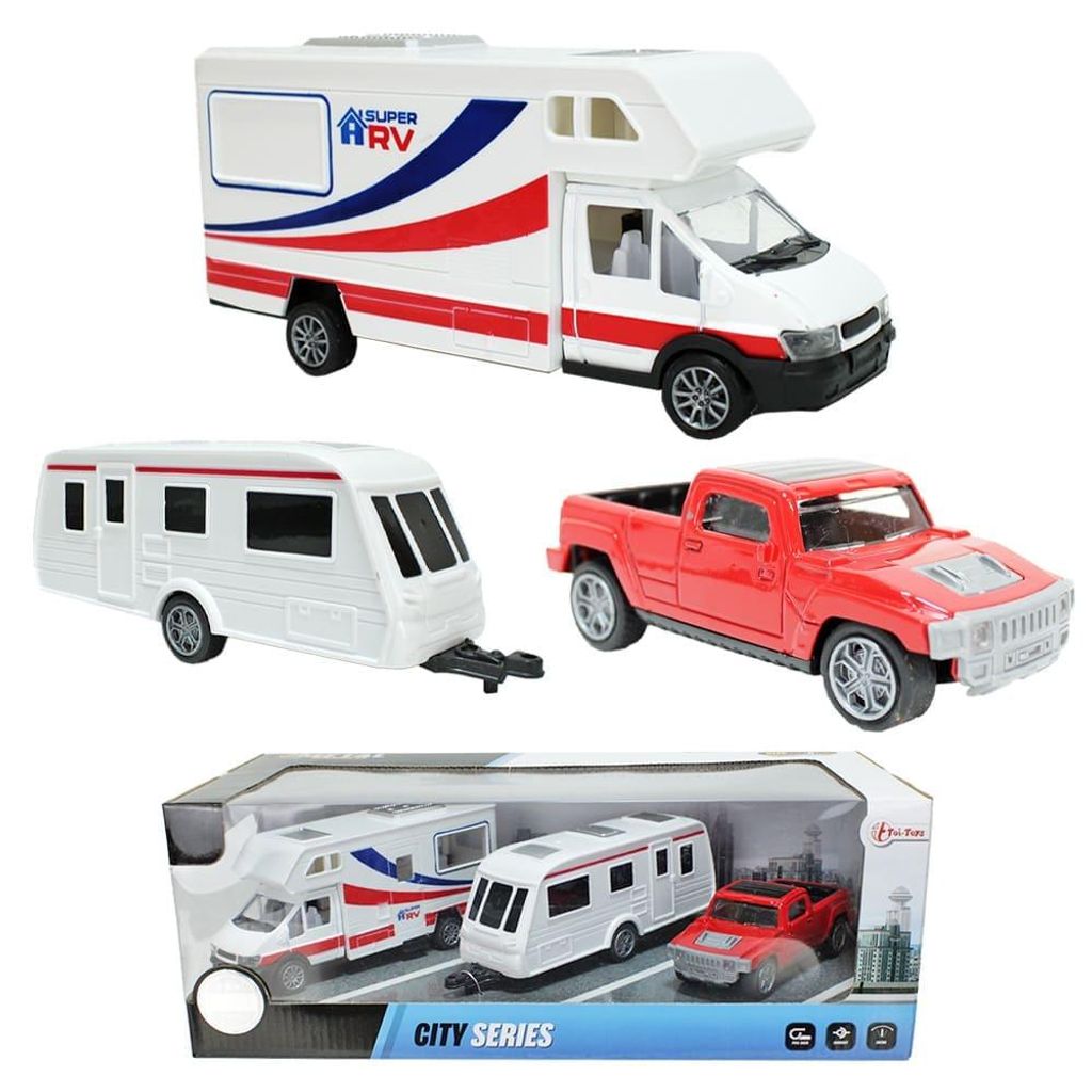Toi-Toys - Modellfahrzeug Set - Wohnmobil + Wohnwagen + Produktbild 