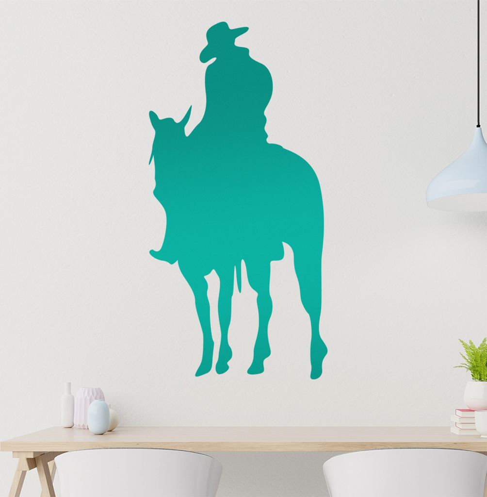 Cowboy Wandtattoo in 6 Größen - Wandaufkleber Wall Sticker - Dekoration, Küche, Wohnzimmer, Schlafzimmer, Badezimmer