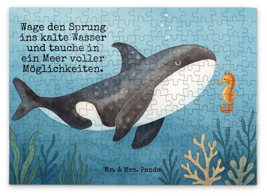 Mr. & Mrs. Panda Puzzle Orca Design 192 Teile - Weiß - Geschenk, Motivation, Arbeit, 1500, 500, Wal, Orcas, Meer, 300, Büro, 2000, 1000