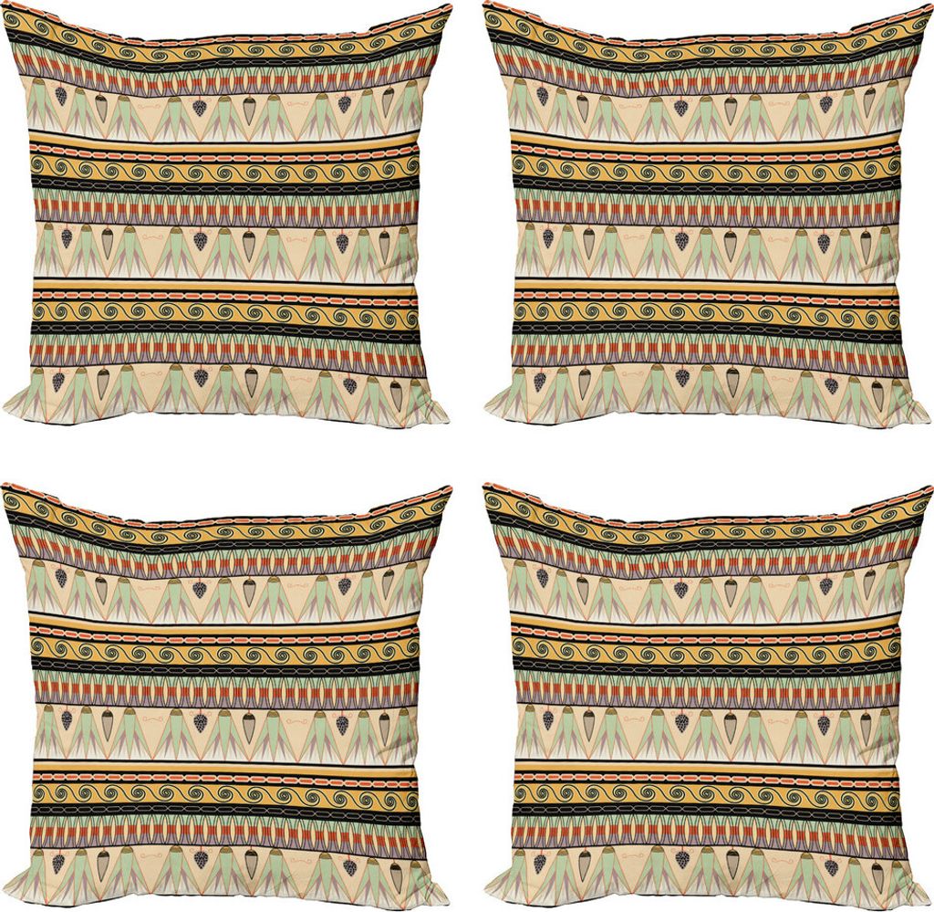ABAKUHAUS ägyptisch Kissenbezug Set (4 Stück), Abstrakt Indigenous, Moderner Doppelseitiger Digitaldruck, 40 cm x 40 cm, Mehrfarbig