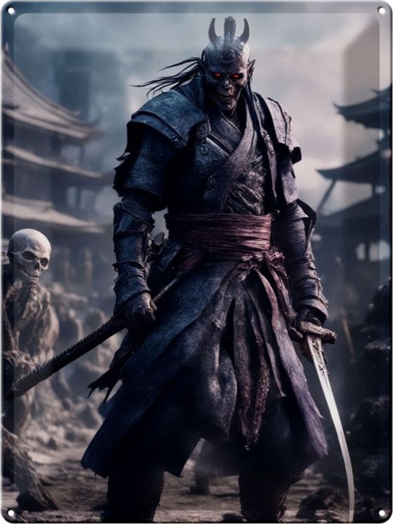 Blechschild 12x18cm Untoter Samurai