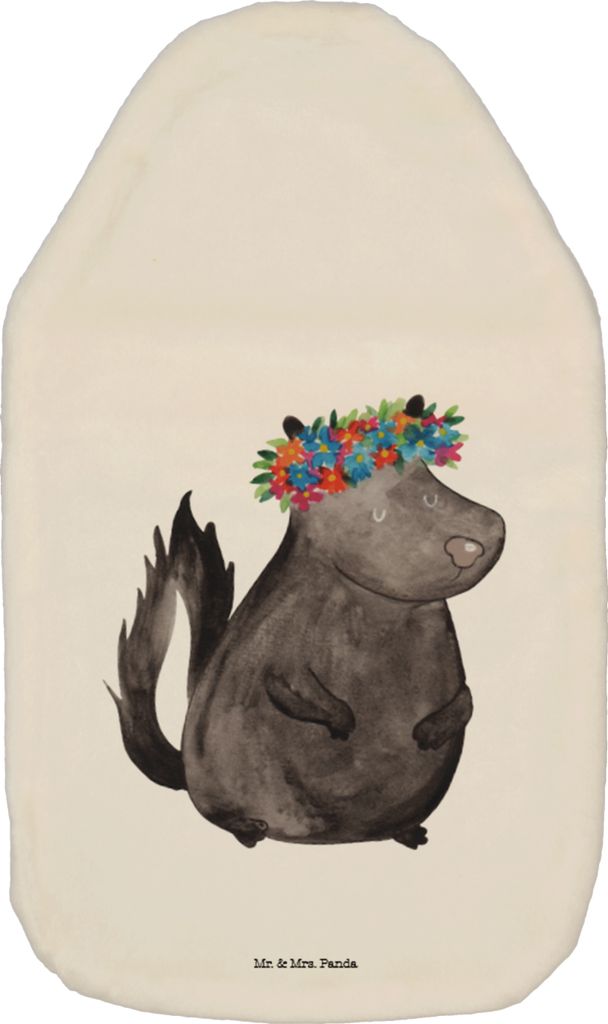 Mr. & Mrs. Panda Wärmekissen Stinktier Mädchen - Weiß - Geschenk, warmwasserflasche, Wärmflasche, Namaste, Yoga, Wärmflaschen, Raubtier, mit B...