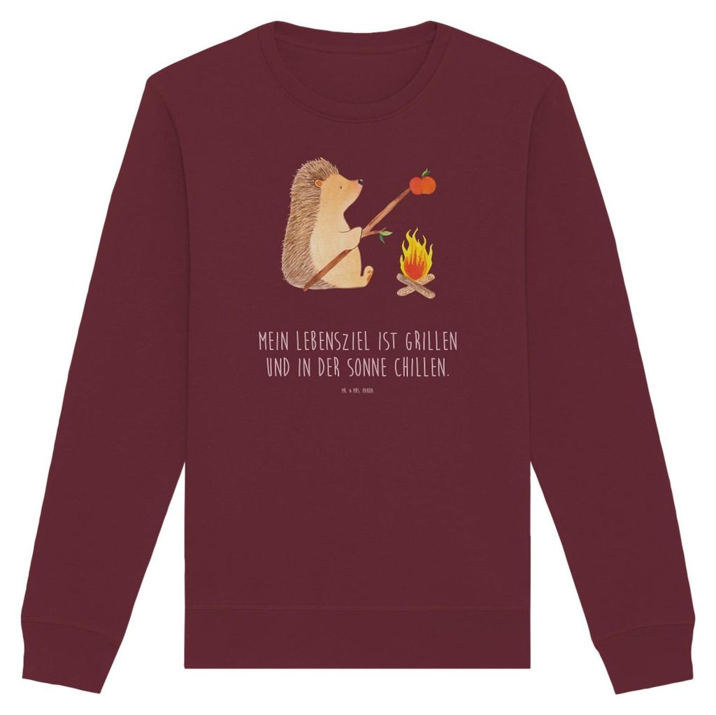 Mr. & Mrs. Panda Baumwoll Pullover Igel Grillen Größe XS - Burgundy - Geschenk, Sweatshirt, Sweater, Sustainable, Sinn Des Lebens, Nachhaltiger, ...