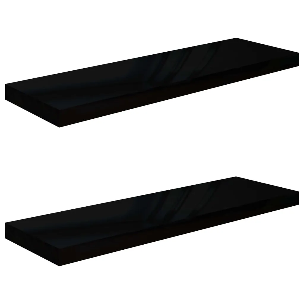Ripiani Design Sospesi 2pz Nero Lucido 80cm MDF | Lux Home