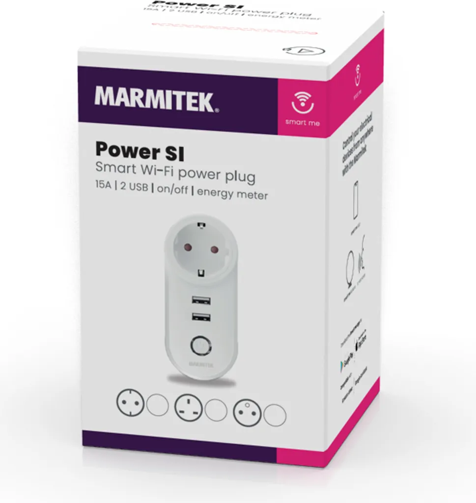Prise Intelligente WiFi Marmitek Power SI 15A avec Double Chargeur USB