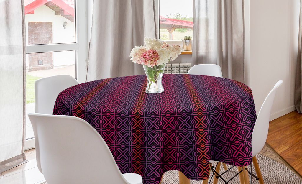 ABAKUHAUS Geometrisch Runde Tischdecke, Psychedelische Gitter Motiv, Kreis Tischdecke Abdeckung für Esszimmer Küche Dekoration, 150 cm, Koksgraue...