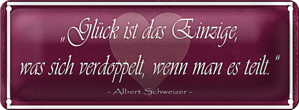 Blechschild Spruch 27x10cm Glück verdoppelt wenn man teilt Dekoration