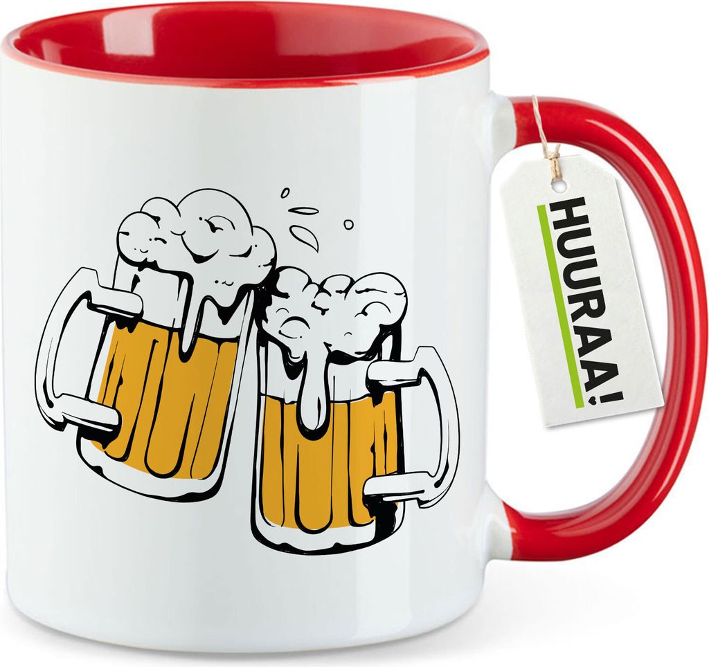 Huuraa Kaffeetasse Bierkrüge anstoßen Schützenfest 330ml Rot Keramik Kaffeebecher Geschenkidee