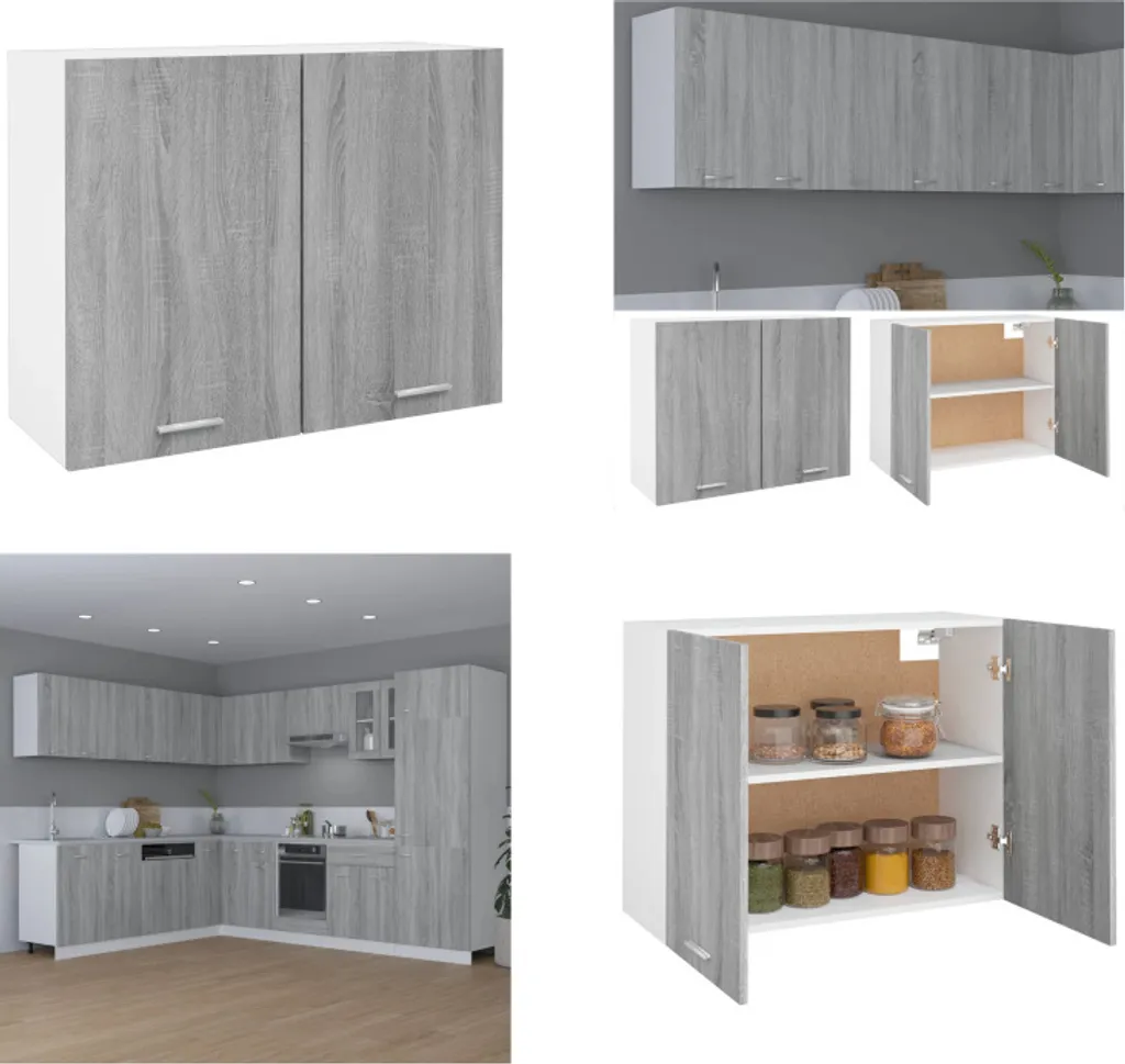 vidaXL Armadio a muro Grigio Sonoma 80x31x60 cm Materiale a base di legno - Armadio a muro - Armadi a muro - Armadio da cucina - Armadio portaoggetti
