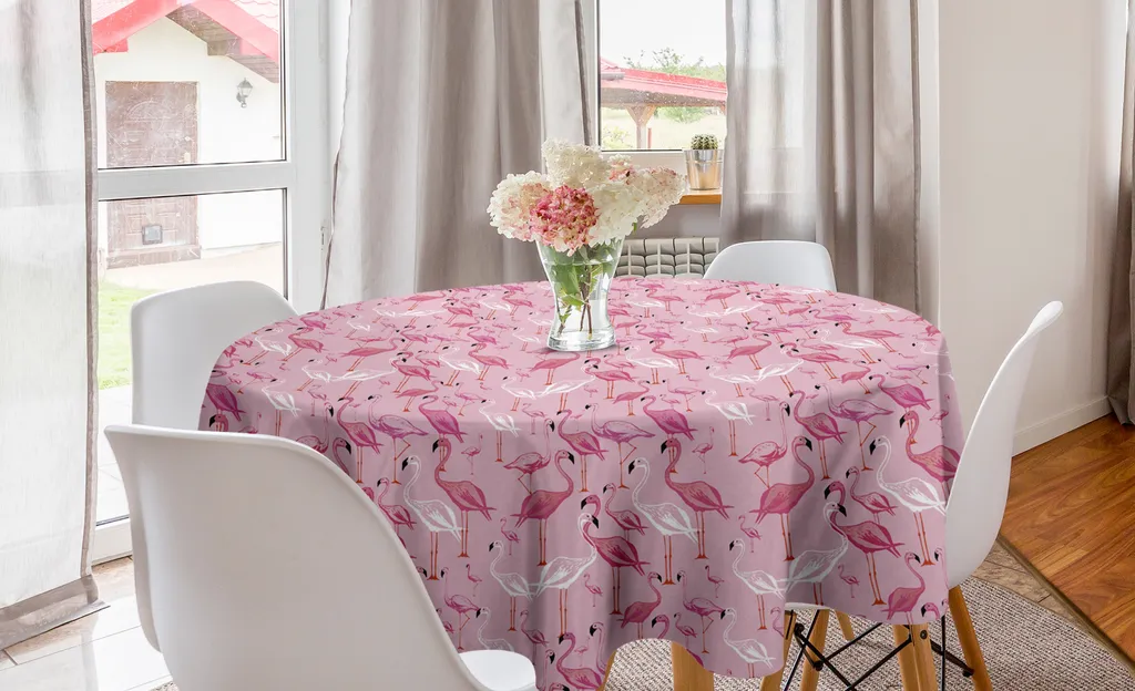 Tovaglia Rotonda Flamingo ABAKUHAUS 150cm | Rosa Pallido Chic per Cucina