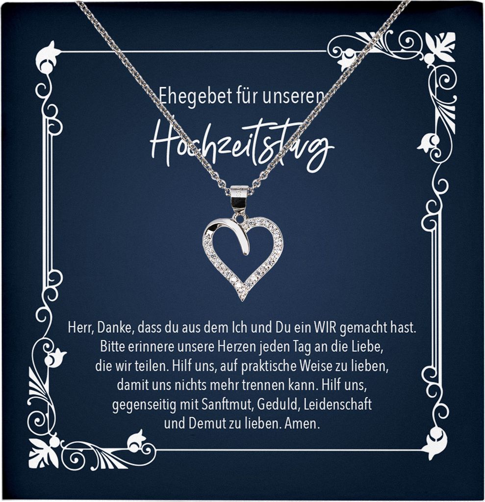 22Feels Echt Silber Halskette - Ehegebet Hochzeitstag Ehefrau Geschenk Frauen Schmuck Set für Sie - Herz Anhänger, Karte
