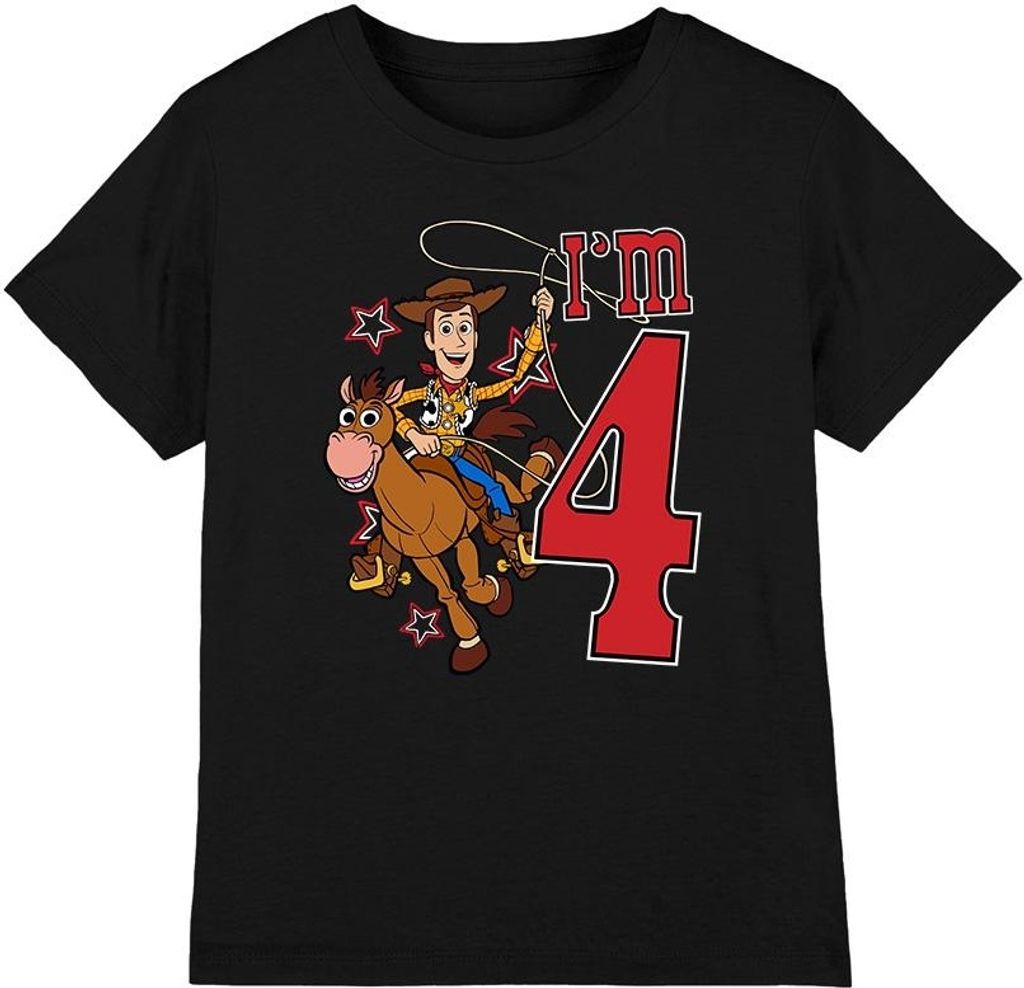 Toy Story - "I'm 4" T-Shirt für Kinder - Geburtstag TV4841 (116) (Schwarz)