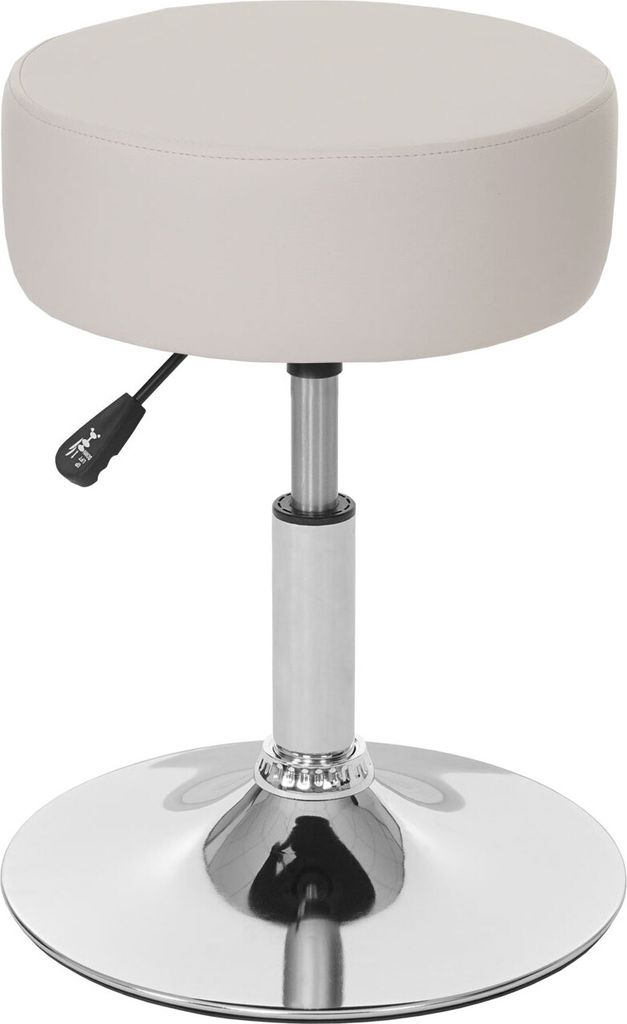 Hocker HWC-C22, Sitzhocker Schminkhocker, höhenverstellbar Ø 35cm Kunstleder, creme