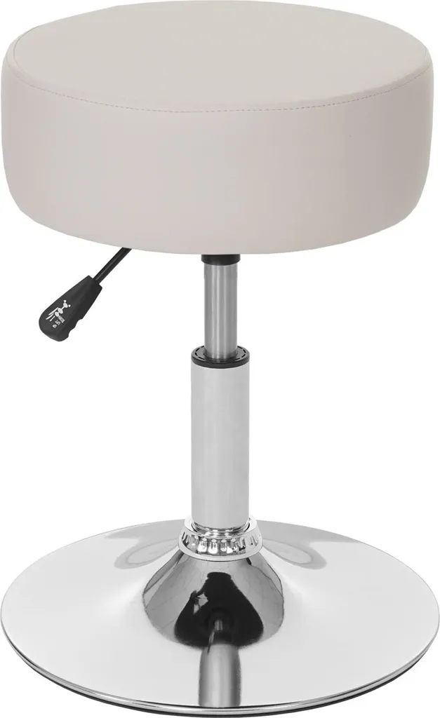 Tabouret de Maquillage HWC-C22 Crème Ø 35cm en Simili-Cuir Réglable