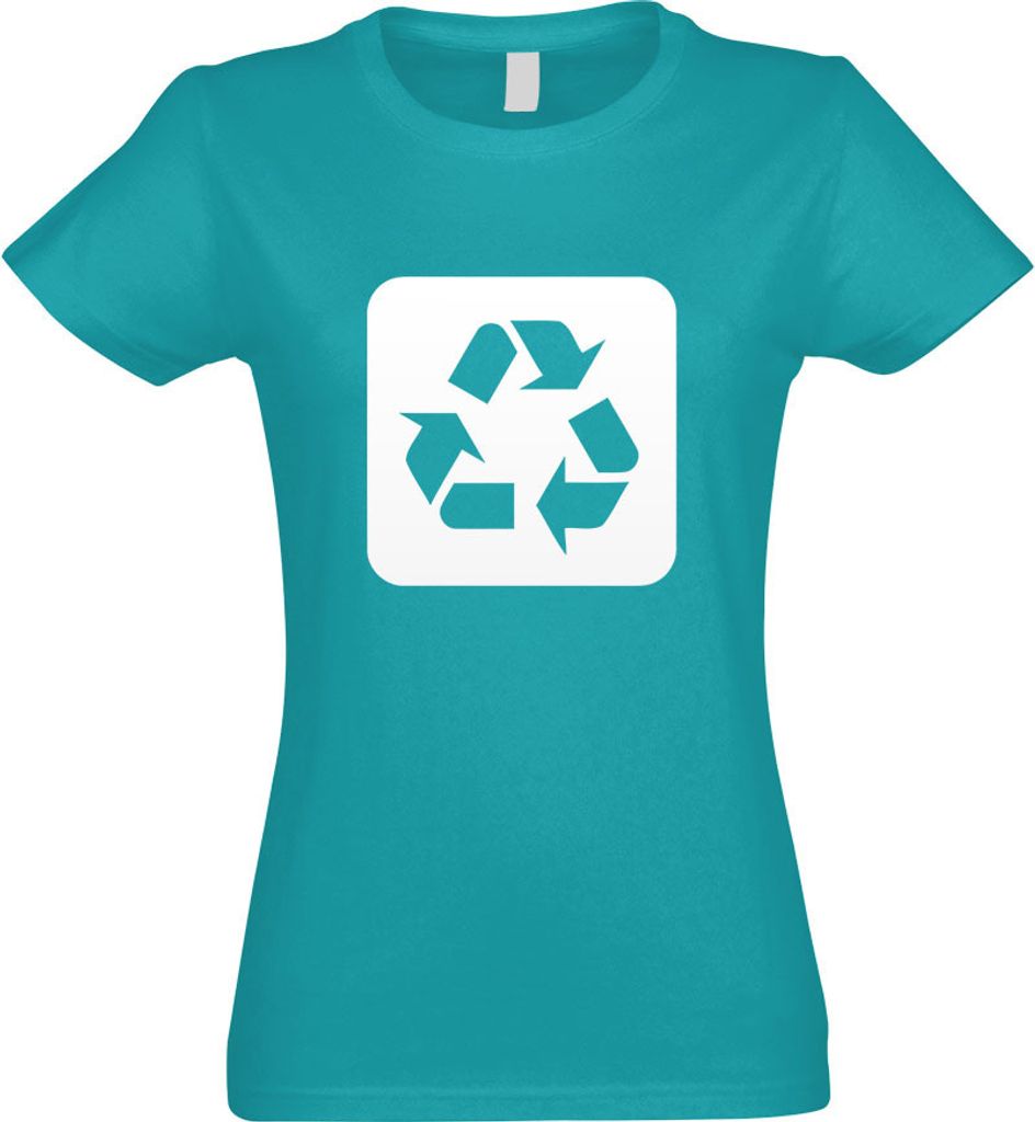 Kiwistar - T-Shirt tailliert - Damen - türkis - Recycling Entsorgung Piktogramme - mit Motiv Bedruckt - Funshirt Design - Sport - Freizeit - Damen...