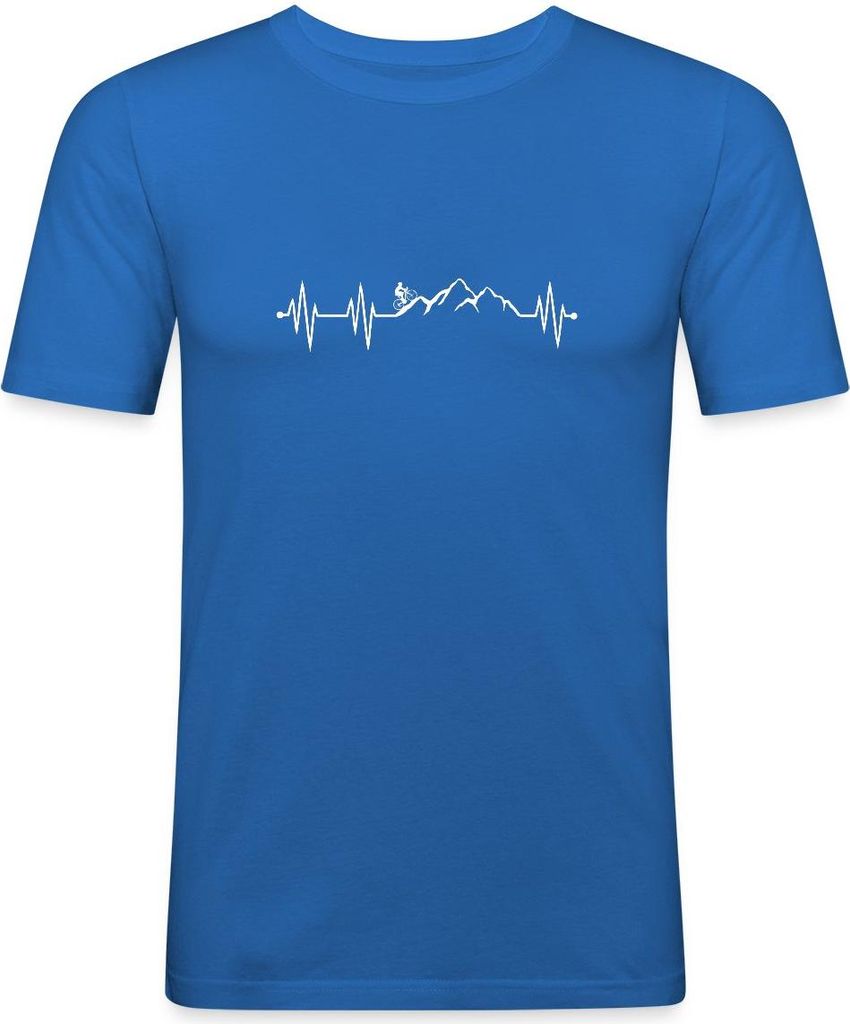 Spreadshirt Mountainbike EKG Fahrrad Bike Berge Herren Slim Fit T-Shirt, XXL, Königsblau