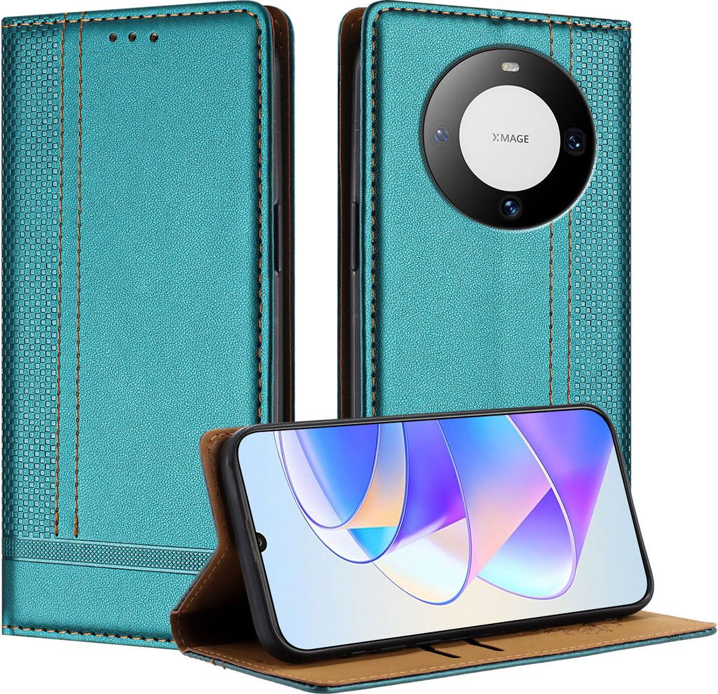 Handyhülle für Huawei Mate 60 Pro Leder Flip Klappbare Schutzhülle mit Standfunktion Grün