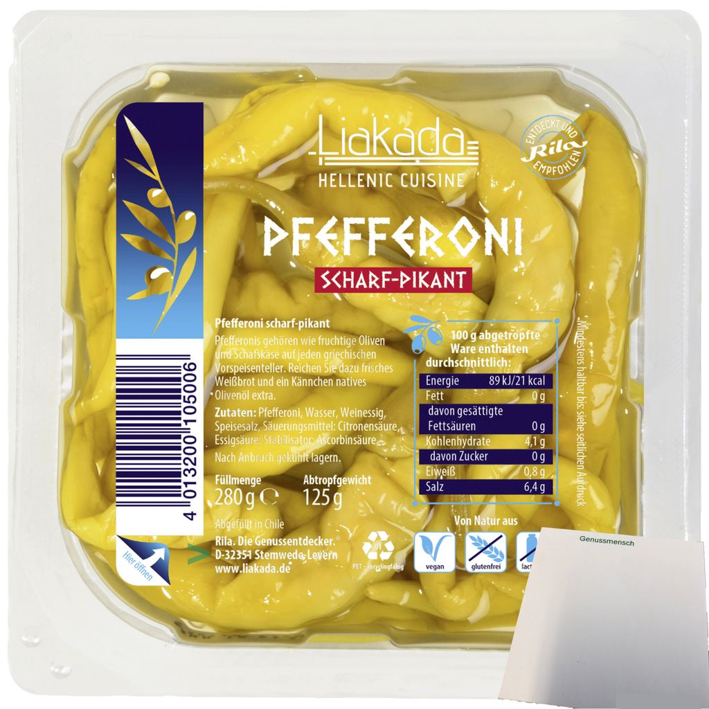 Liakada Pfefferoni Scharf-Pikant (125g Packung) + usy Block