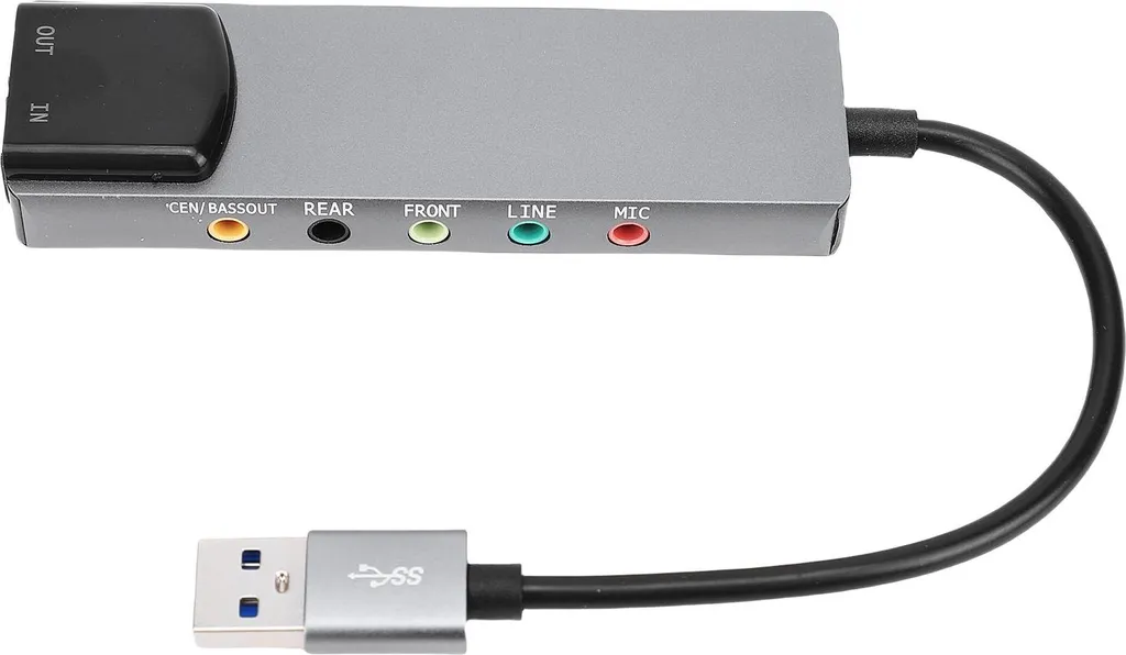 7.1 Scheda audio surround USB con SPDIF, musica digitale ad alta risoluzione, esterna per PC portatile, argento