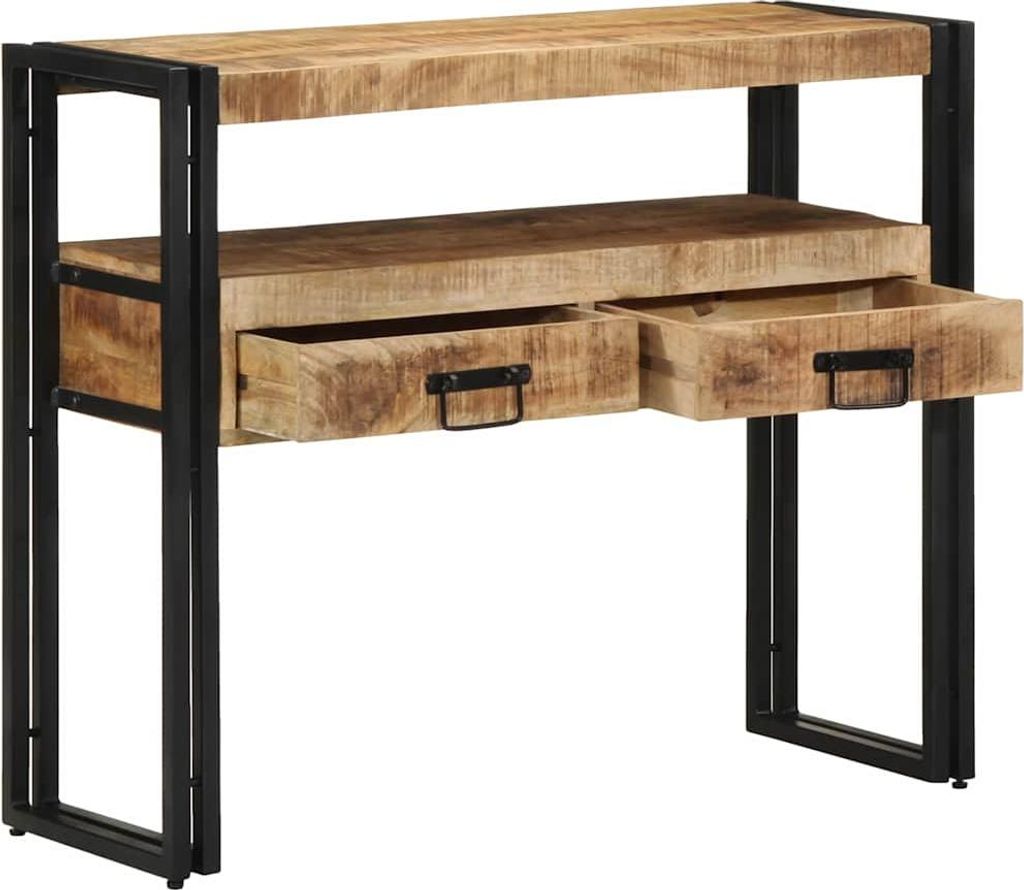 Möbel Flurschrank - elegante Design - Konsolentisch - mit Regal Braun 90 x 33 x 75 cm Massivholz Mango - für Wohnzimmer, Eingang CLORIS2102265