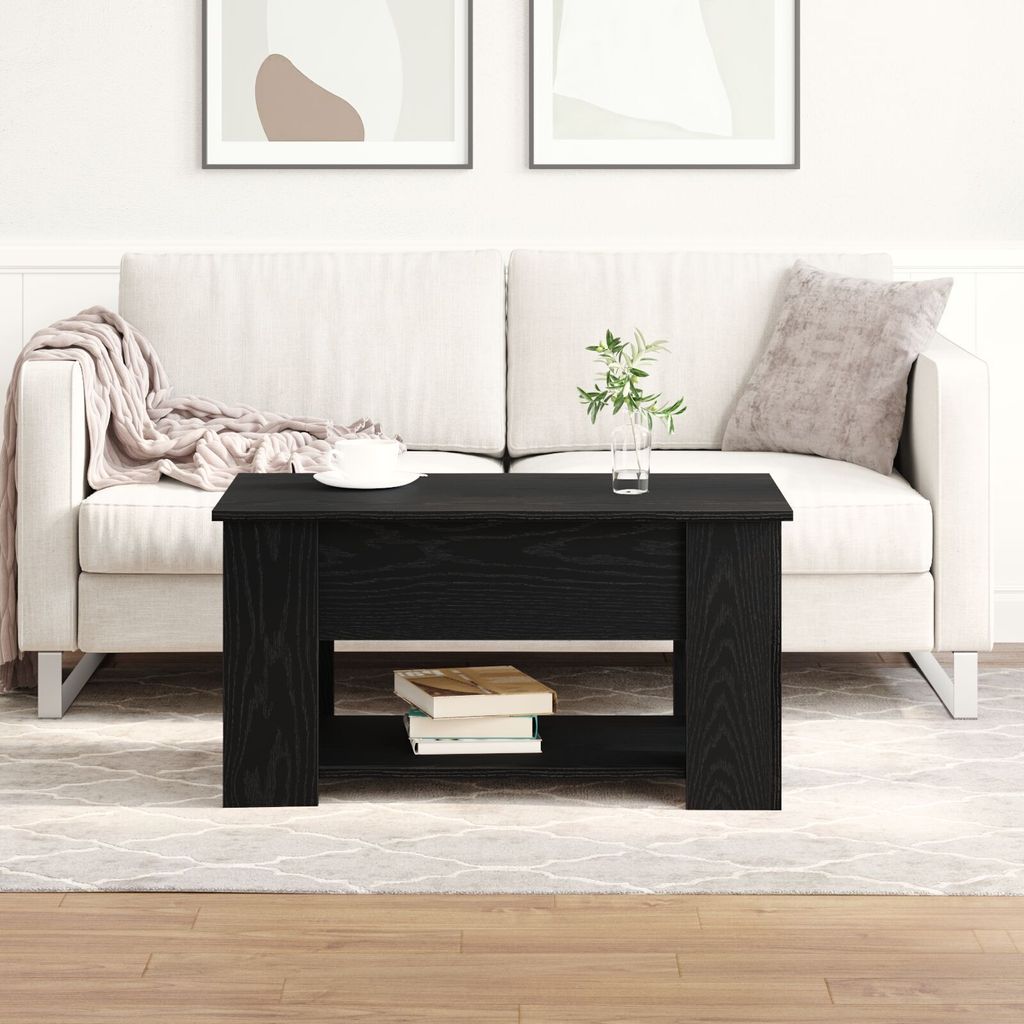 Schwarzer Eichencouchtisch 79x49x41 cm aus Holzwerkstoff, Couchtische DesignMöbel Neu
