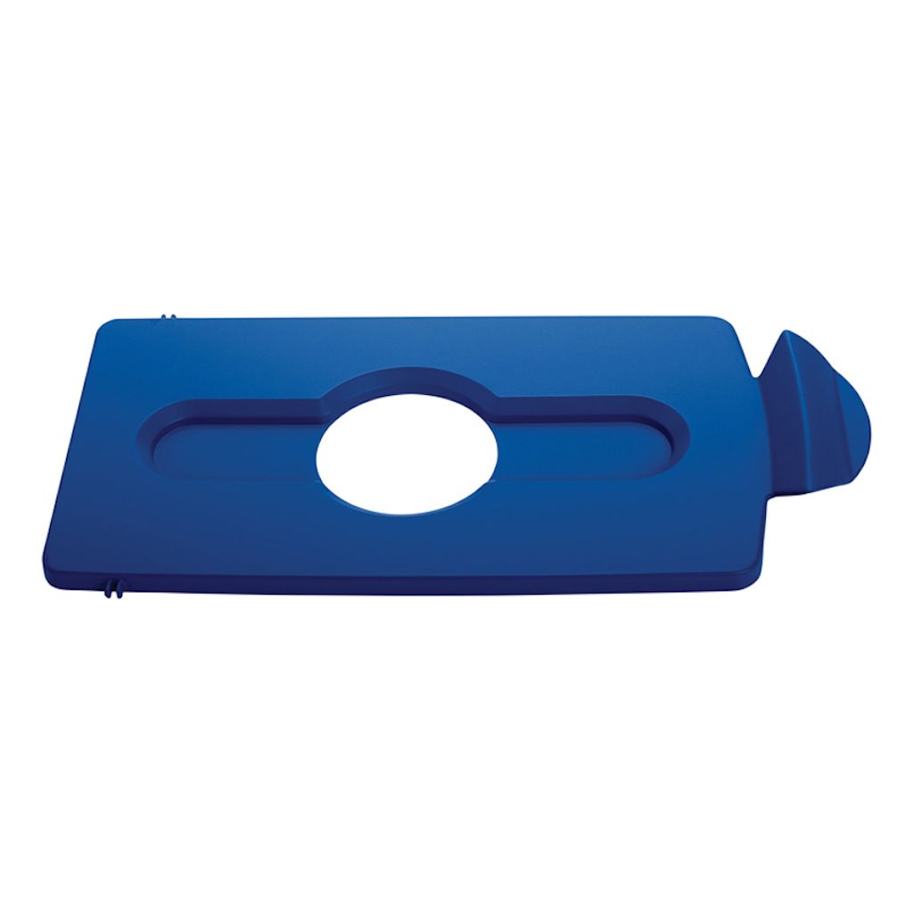 Flaschendeckeleinsatz mit Loch für Flaschen/Dosen für Rubbermaid Slim Jim Recycling-Station | HxBxT 1,3x20,3x42cm | Polypropylen | Blau
