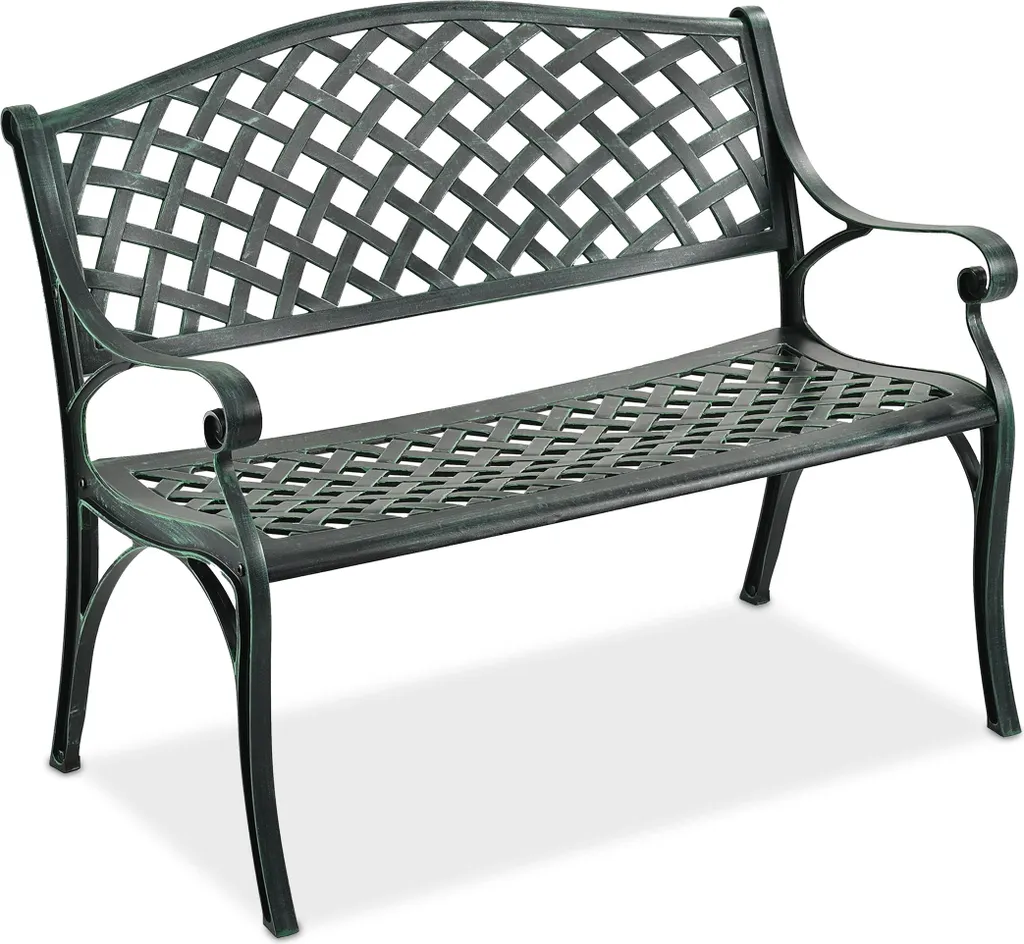 Banc de jardin résistant aux intempéries style vintage noir et vert