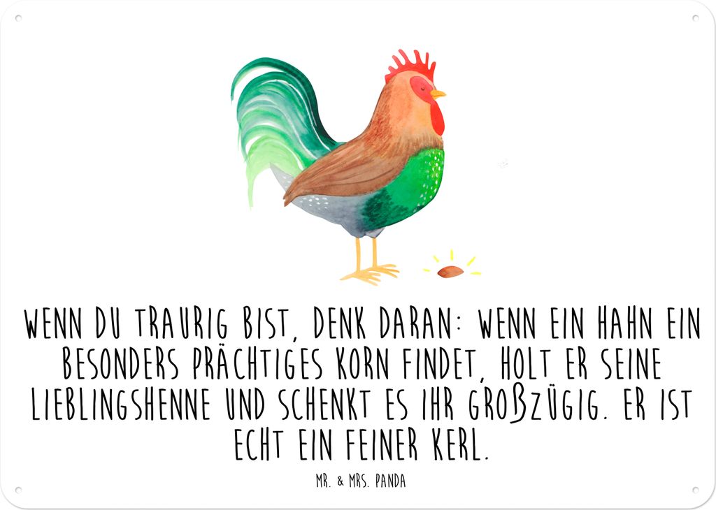 Mr. & Mrs. Panda tafel Hahn Korn DIN A5 - Weiß - Geschenk, Retro Blechschild, Türschild Metall, Bauernhof, Schild, Natur, Eier, Wandbild, Blechta...