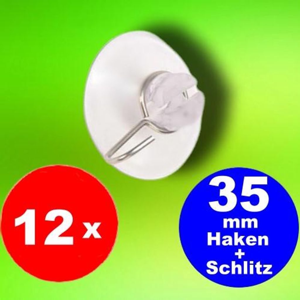 12x Saughaken Saugnapf Wandhaken Saugnäpfe Schlitz Haken Lichterketten