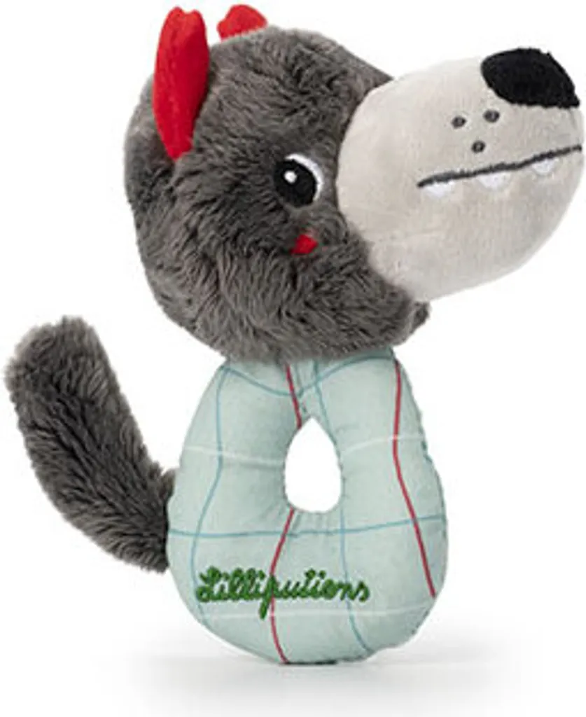 Hochet sensoriel en tissu Louis le loup - Jouet d'éveil pour nouveau-né