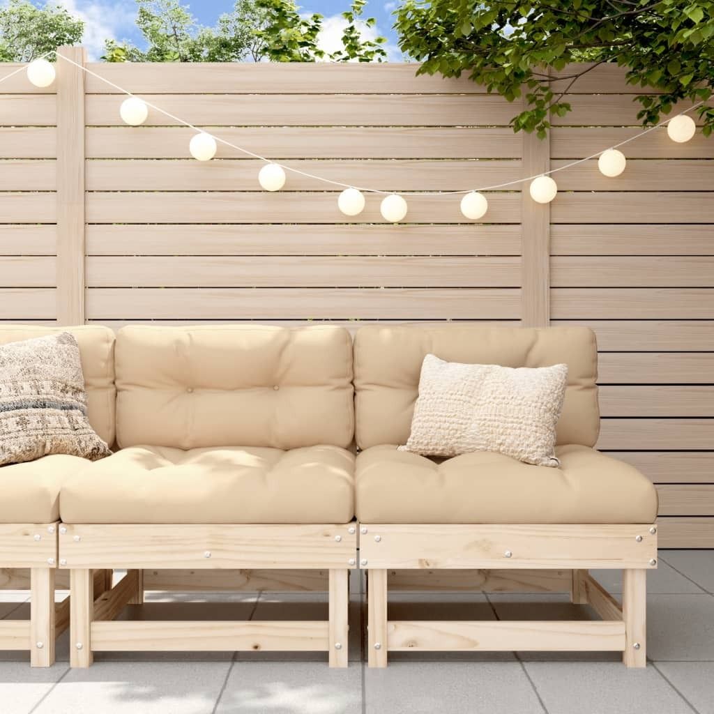 The Living Store Mittelsofas mit Kissen 2 Stk. Massivholz Kiefer