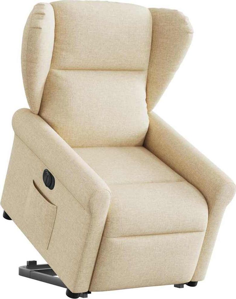 Design Relaxsessel mit Aufstehhilfe Elektrisch Creme Stoff, Klassische Sessel Neu