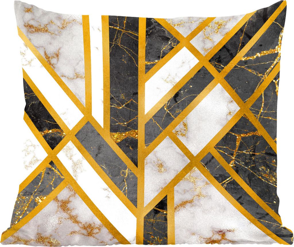 MuchoWow Zierkissen Sofakissen Wohnzimmer Dekokissen 50x50 cm Marmor - Gold - Luxus - Komfort - Sofakissen