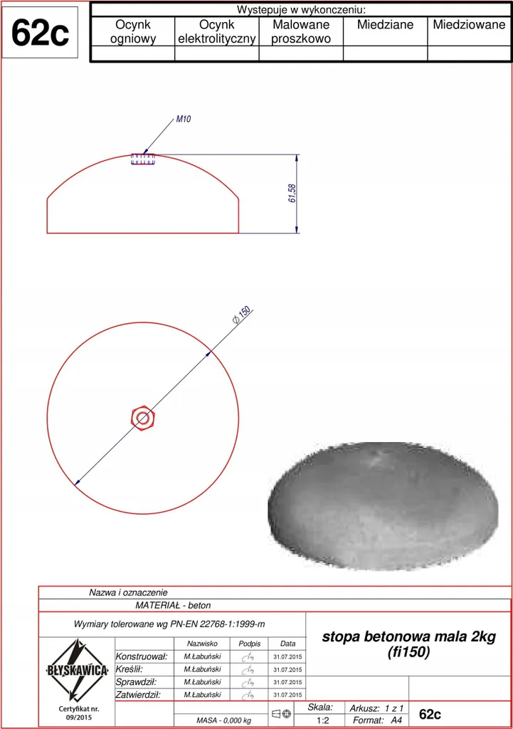 Plot béton fileté M16 pour paratonnerre 2kg haute résistance extérieure - 2