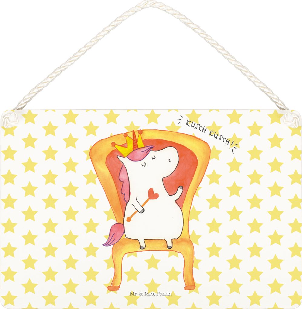 Mr. & Mrs. Panda Schild Einhorn König DIN A5 - Weiß - Geschenk, holzbild, Türschild, Unicorn, Holzschild, Krone, Prinzessin, Dekobrett, Präside...